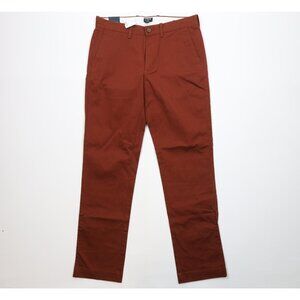 New J Crew Mens Size 30x32 Flex Straight Leg Chino Pants Trousers Copper Brown